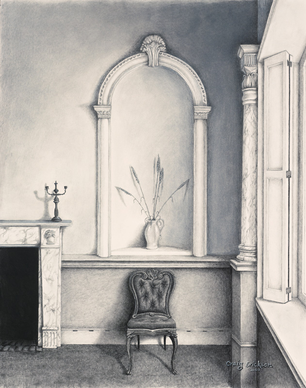 Hall and Chair, Charcoal, (c) 2003 by Craig Erickson